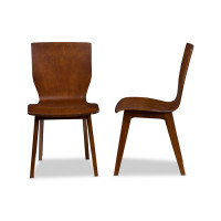 Baxton Studio RT364-TBL Elsa Dining Chair Elsa Mid-century Modern Scandinavian Style Dark Walnut Bent Wood Dining Chair (Set of 2)